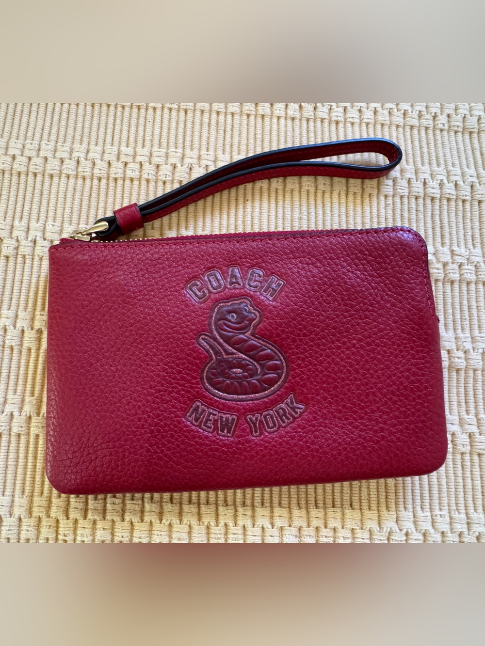 NWOT Coach Red Leather Wristlet Clutch